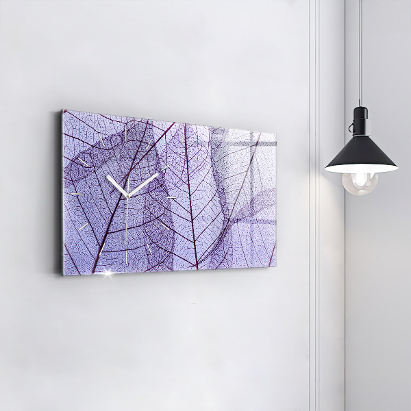 Glass wall clock rectangular Leaves nature