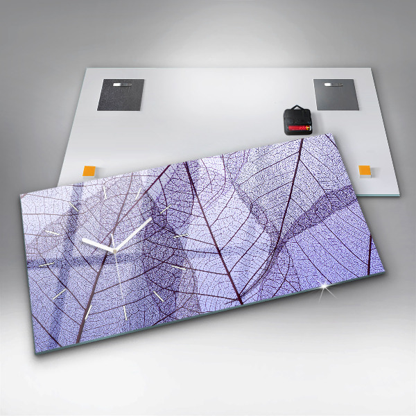 Glass wall clock rectangular Leaves nature
