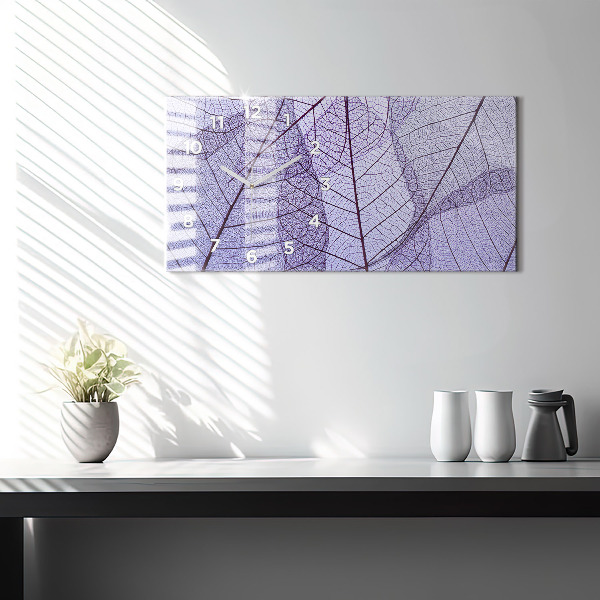 Glass wall clock rectangular Leaves nature