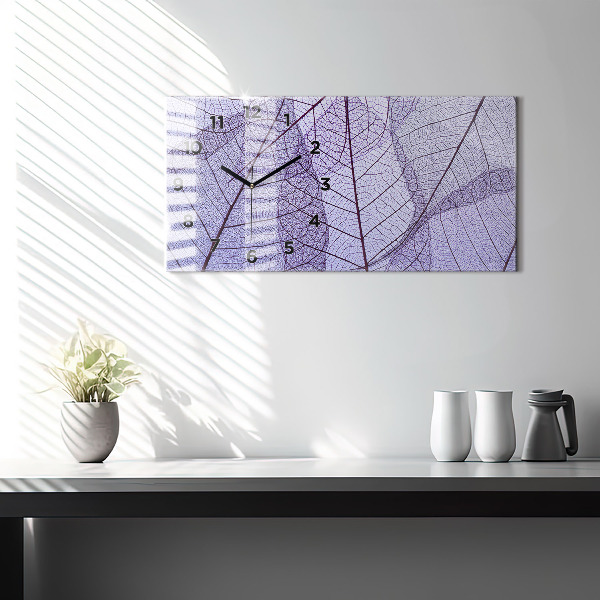 Glass wall clock rectangular Leaves nature