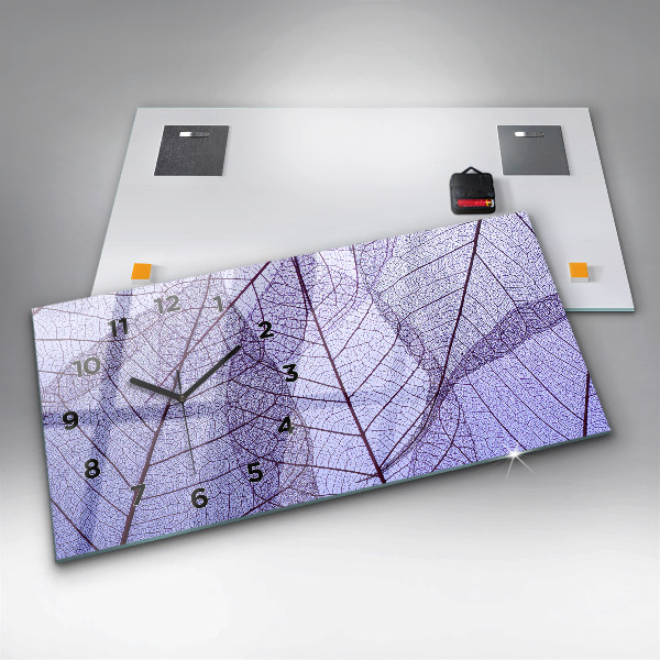Glass wall clock rectangular Leaves nature