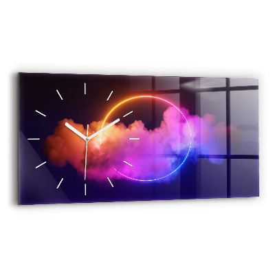 Glass wall clock rectangular 3D smoke abstract