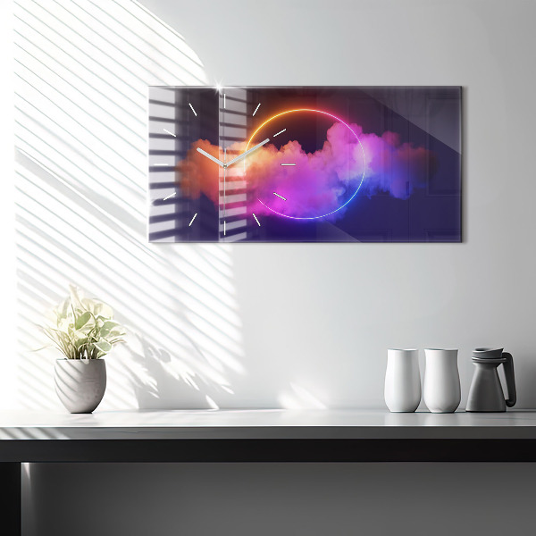 Glass wall clock rectangular 3D smoke abstract