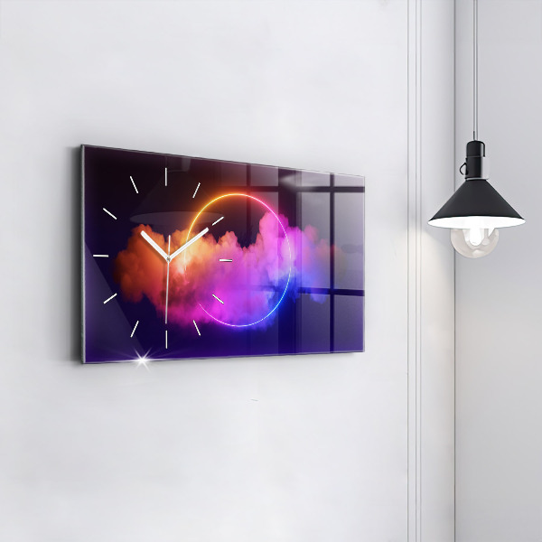 Glass wall clock rectangular 3D smoke abstract