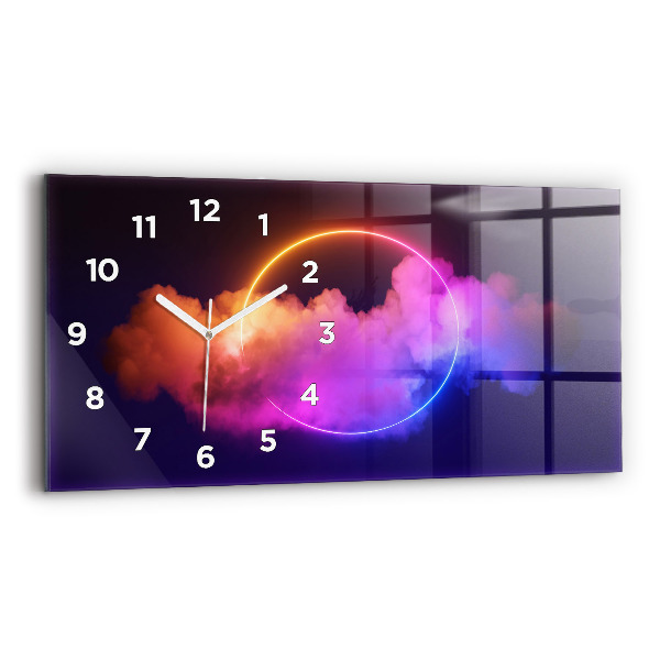 Glass wall clock rectangular 3D smoke abstract