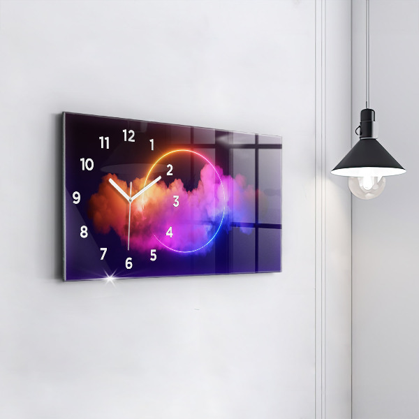 Glass wall clock rectangular 3D smoke abstract