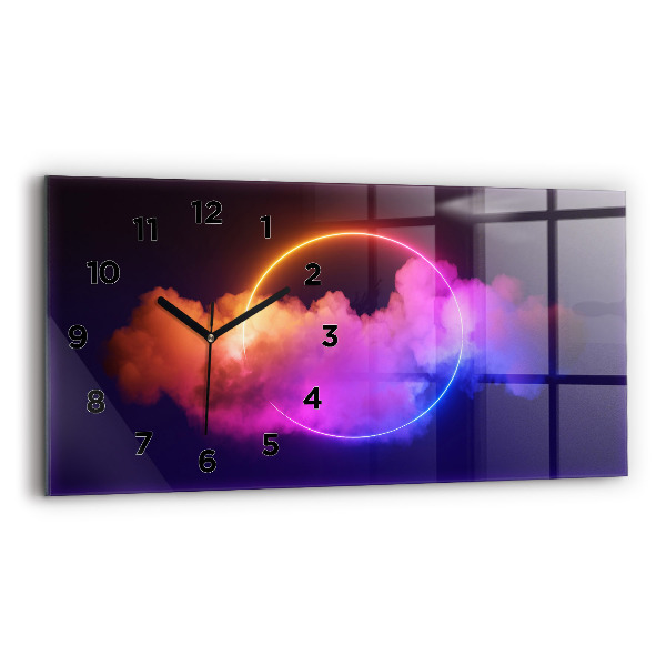 Glass wall clock rectangular 3D smoke abstract