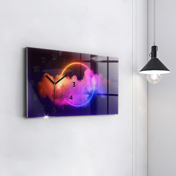 Glass wall clock rectangular 3D smoke abstract