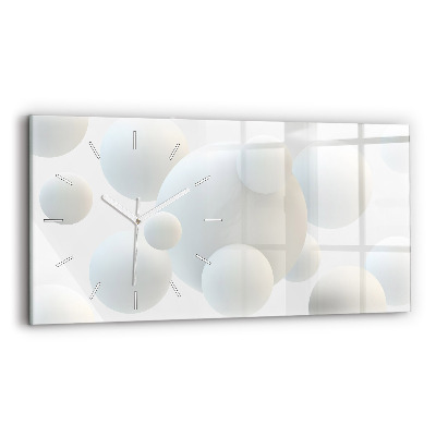 Glass wall clock rectangular Balls abstract