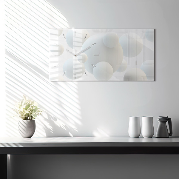 Glass wall clock rectangular Balls abstract