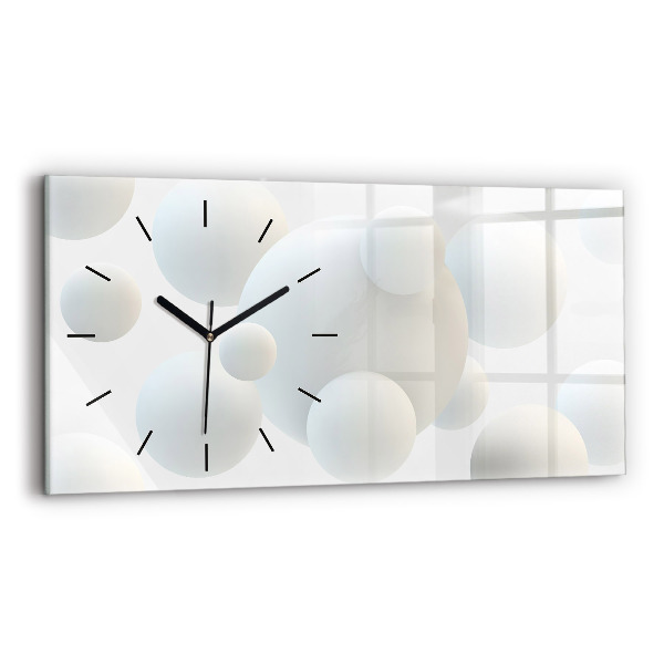 Glass wall clock rectangular Balls abstract