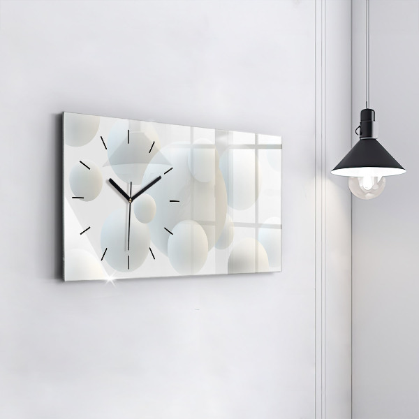 Glass wall clock rectangular Balls abstract