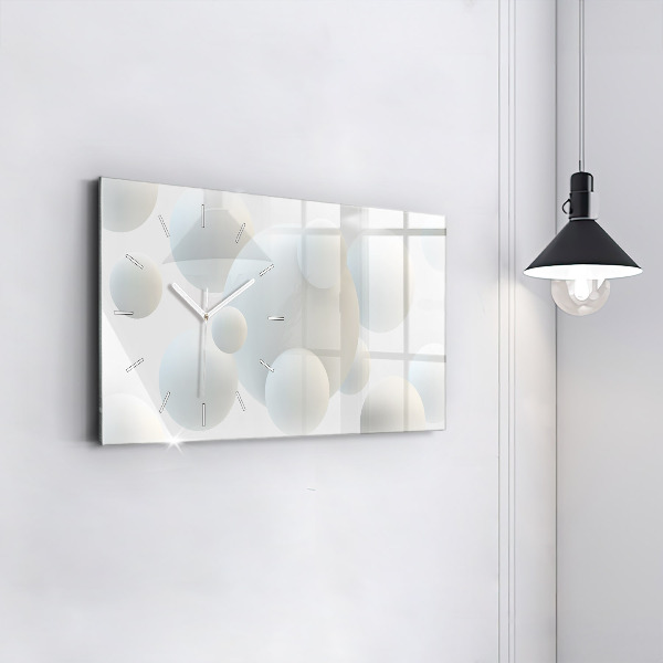 Glass wall clock rectangular Balls abstract