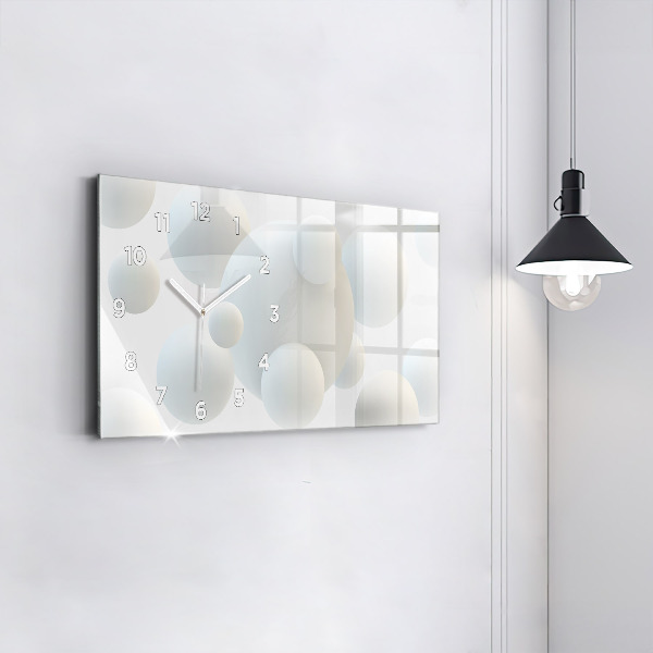 Glass wall clock rectangular Balls abstract