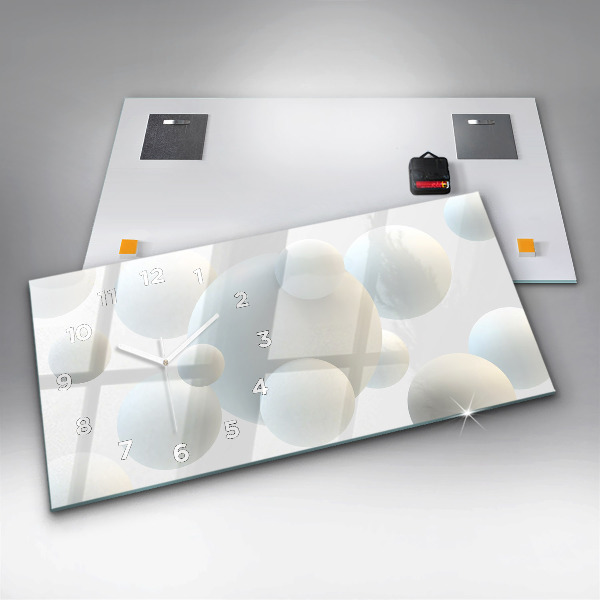 Glass wall clock rectangular Balls abstract