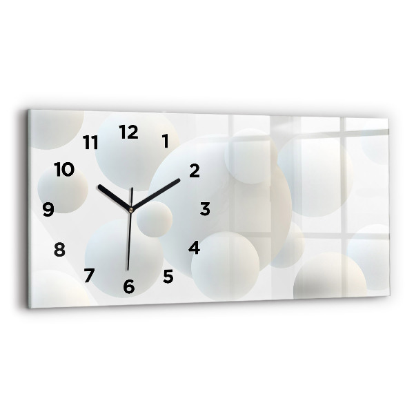 Glass wall clock rectangular Balls abstract