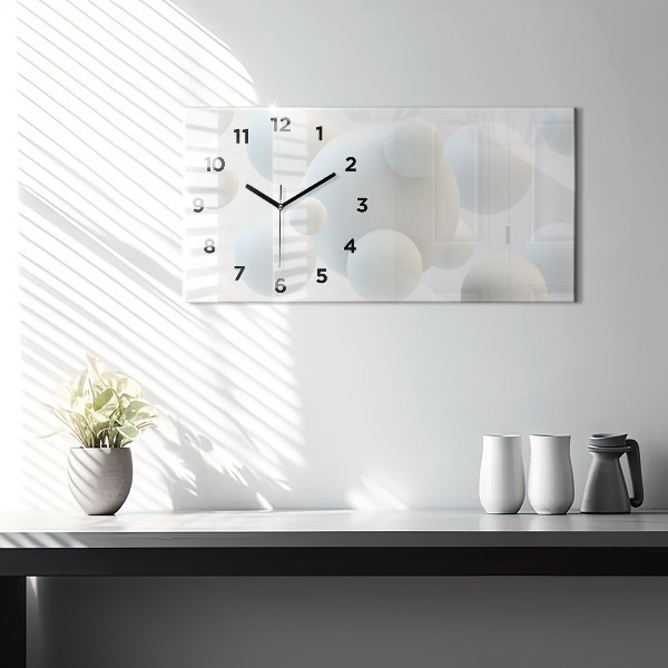 Glass wall clock rectangular Balls abstract
