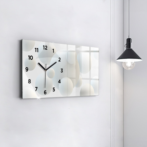Glass wall clock rectangular Balls abstract