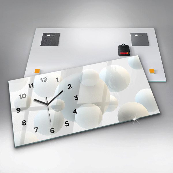 Glass wall clock rectangular Balls abstract