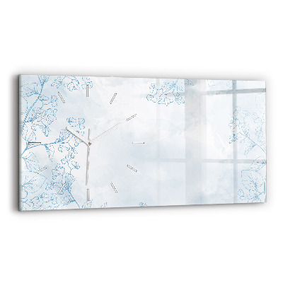 Glass wall clock rectangular Sketch of plants