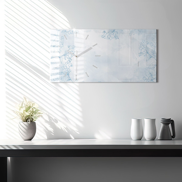 Glass wall clock rectangular Sketch of plants