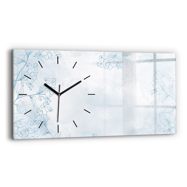 Glass wall clock rectangular Sketch of plants