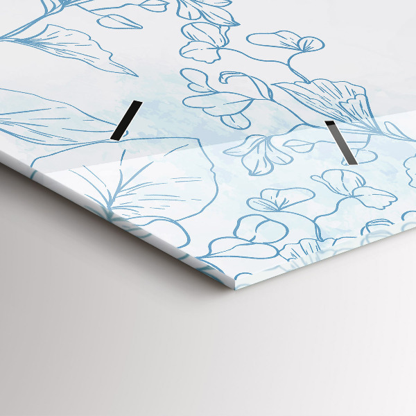 Glass wall clock rectangular Sketch of plants