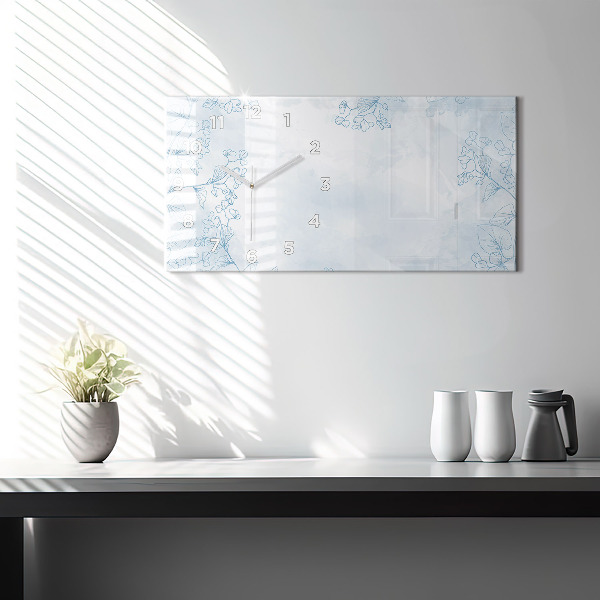 Glass wall clock rectangular Sketch of plants