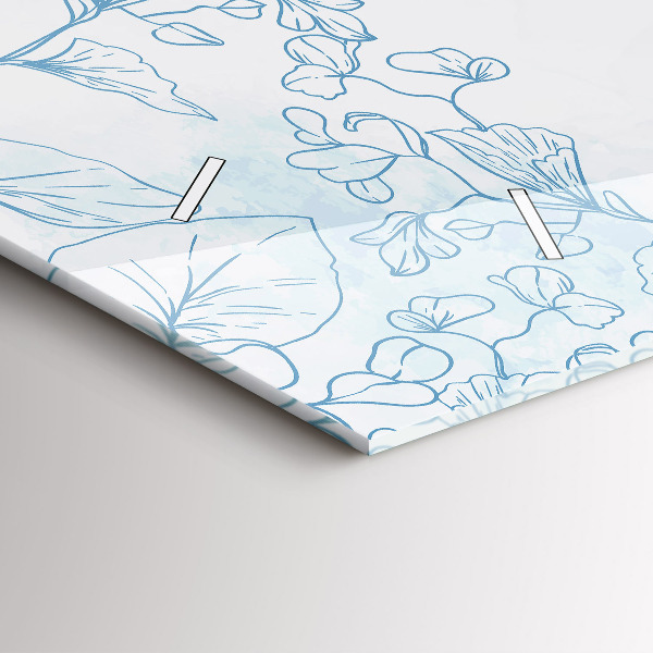 Glass wall clock rectangular Sketch of plants