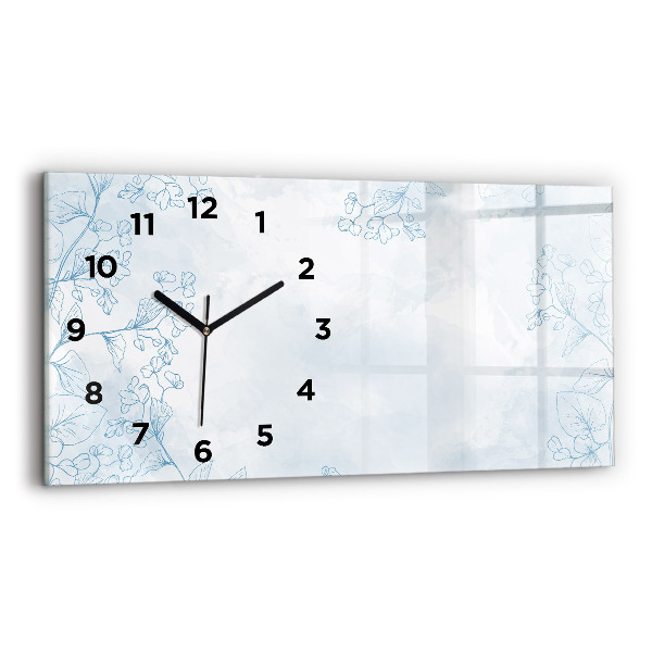 Glass wall clock rectangular Sketch of plants