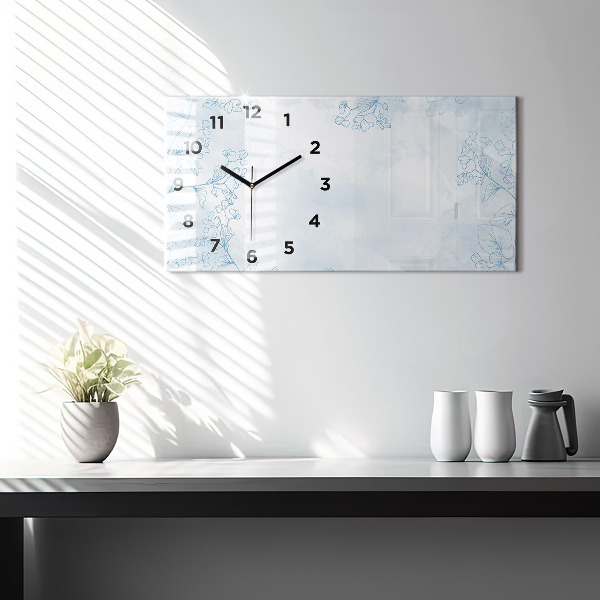 Glass wall clock rectangular Sketch of plants