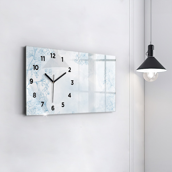 Glass wall clock rectangular Sketch of plants