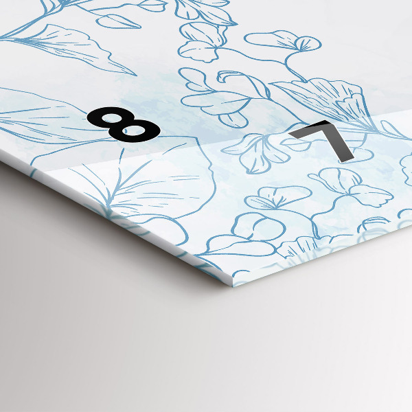 Glass wall clock rectangular Sketch of plants
