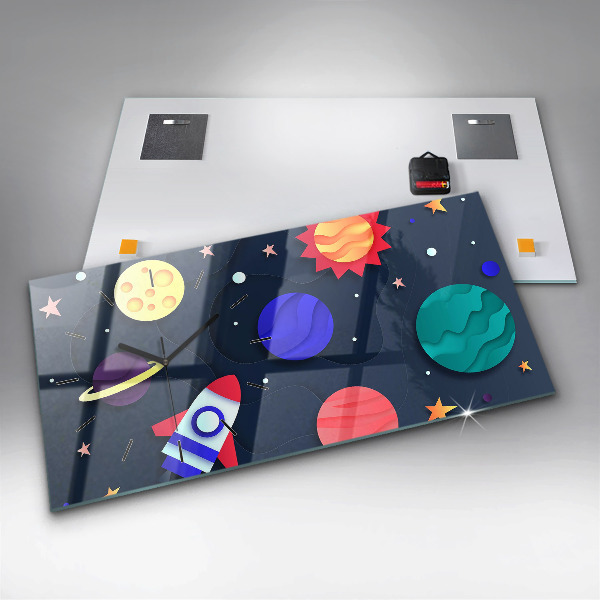 Glass wall clock rectangular Children's space