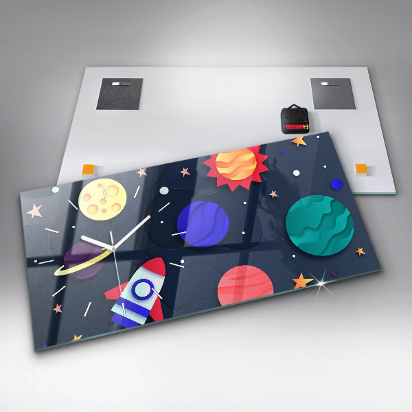 Glass wall clock rectangular Children's space