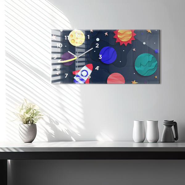 Glass wall clock rectangular Children's space