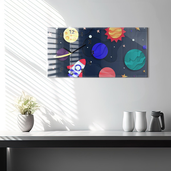 Glass wall clock rectangular Children's space