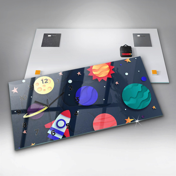 Glass wall clock rectangular Children's space