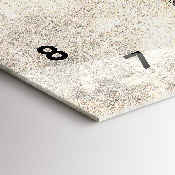 Glass wall clock rectangular World map newspaper