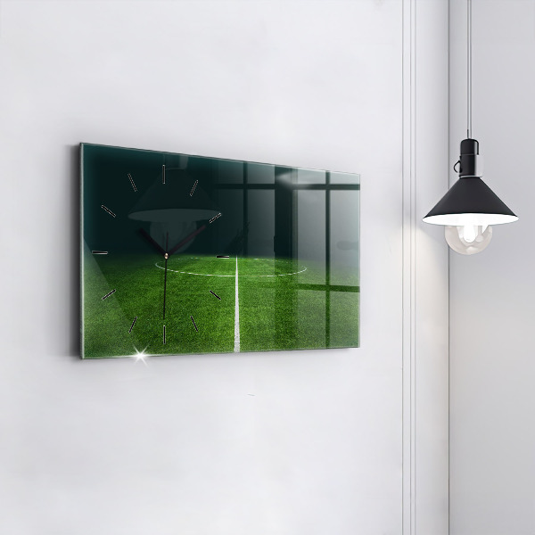 Glass wall clock rectangular Football pitch