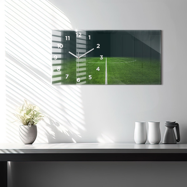 Glass wall clock rectangular Football pitch