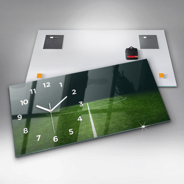 Glass wall clock rectangular Football pitch