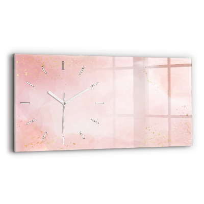 Glass wall clock rectangular Pink marble