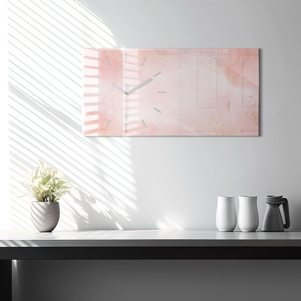 Glass wall clock rectangular Pink marble