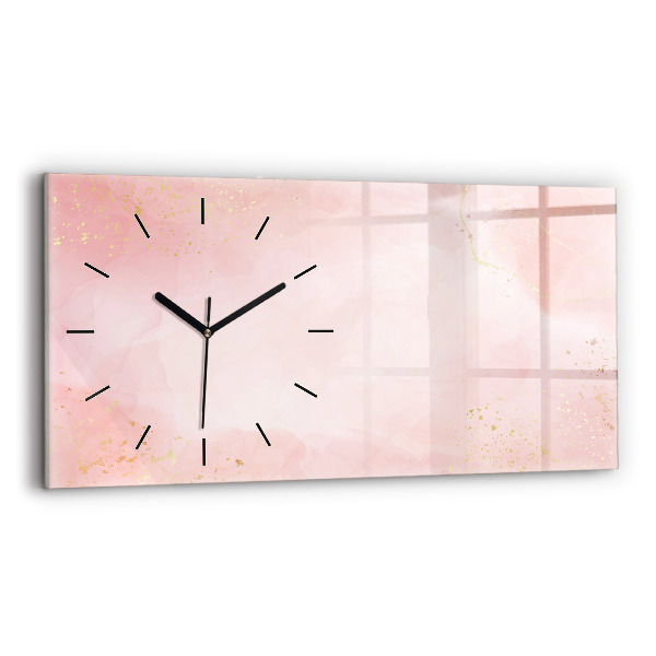 Glass wall clock rectangular Pink marble