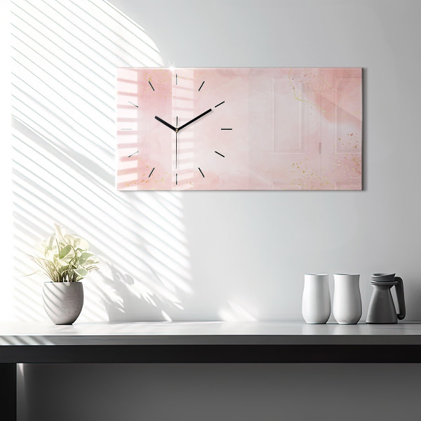 Glass wall clock rectangular Pink marble