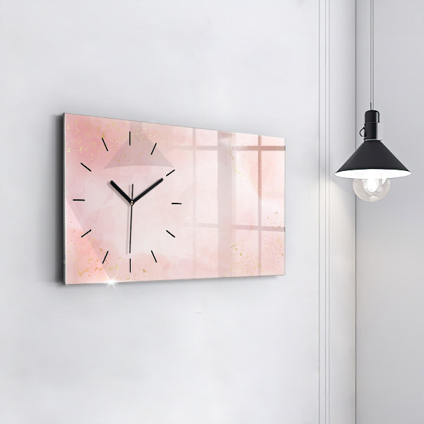 Glass wall clock rectangular Pink marble