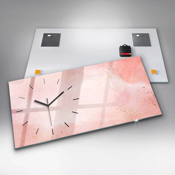 Glass wall clock rectangular Pink marble