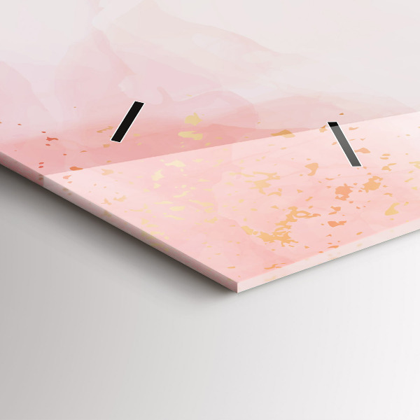 Glass wall clock rectangular Pink marble