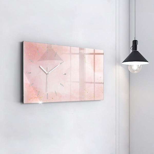 Glass wall clock rectangular Pink marble